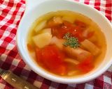 新たまねぎとトマトのコンソメスープ。作り方4写真