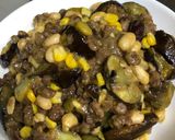 ナスとひき肉とサラダに豆炒めタイカレー味作り方13写真