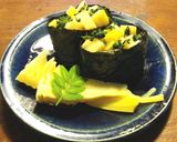 蕗と筍の細巻き 蕗の葉入り酢飯　あて巻き作り方11写真