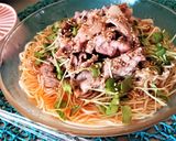 夏に！【しゃぶしゃぶ肉たっぷり冷麦】作り方6写真