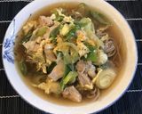 満足ボリューム♡鶏肉とふわふわ卵の蕎麦作り方4写真
