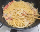 秋鮭のクリーミーパスタ作り方6写真