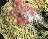 葉野菜とじゃこのペペロンチーノ作り方7写真