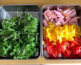 豆苗とベーコンとパプリカの炒め物作り方1写真