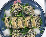 芽ヒジキたっぷりの味付きだし巻き卵作り方15写真
