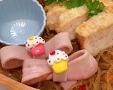 6月７日 チキンチーズ ハムリボン弁当作り方4写真