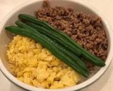 お麩でかさ増し肉そぼろの、３色そぼろ丼作り方10写真