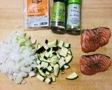 サーモンと旬野菜のハーブ玄米オイルライス作り方1写真