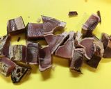 ご飯の供♪かつお叩きでみそ味のかつお角煮作り方1写真