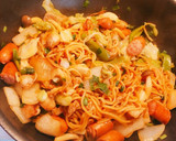 簡単★野菜たっぷりエビホタテ焼きそば作り方5写真