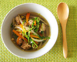 豚ひき肉ともやしと豆苗のおかずスープ作り方5写真