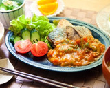 サバの竜田揚げ⁂夏野菜トマトソース作り方7写真