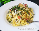 和えるだけ♪梅としらすと大葉の和風パスタ作り方3写真