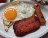 ポーク目玉焼き、ぷれーとごはん作り方1写真