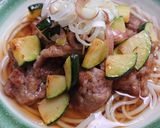 カリっと豚肉と夏野菜のぶっかけひやむぎ作り方8写真