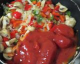 水煮トマトで赤パプささみのトマクリパスタ作り方4写真