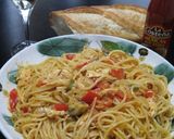水煮トマトで赤パプささみのトマクリパスタ作り方13写真