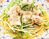五右衛門風 豚しゃぶと水菜の和風パスタ☆作り方5写真