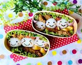 丸型♡俵型ニコちゃんおにぎり弁当作り方3写真
