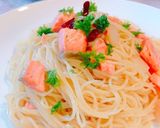 簡単♪サーモンのペペロンチーノ風パスタ作り方8写真