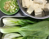 青梗菜と豆腐カニカマの卵餡掛け中華炒め★作り方1写真