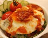 チリ味ソースでロコモコ丼作り方4写真