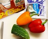 アイラップでゴーヤとパプリカの塩昆布和え作り方1写真