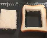 くり抜き食パンの卵チーズハムトースト作り方1写真