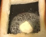 くり抜き食パンの卵チーズハムトースト作り方3写真