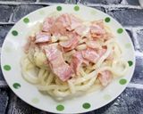 釜玉うどんカルボナーラ作り方4写真