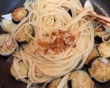 茄子とネギのパスタ〜にんにく油使用作り方5写真