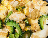 鶏肉と厚揚げの煮込みしあげのチャンプルー作り方3写真