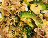 鶏肉と厚揚げの煮込みしあげのチャンプルー作り方4写真