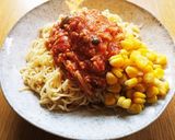 凍らせコーンとミートソースのラーメン♪作り方8写真