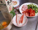 カニ玉半熟オムレツ冷やし中華作り方1写真