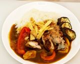 焼き茄子とチキングリルの夏野菜カレー作り方13写真
