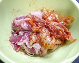 簡単！牛バラキムチほうれん草作り方1写真