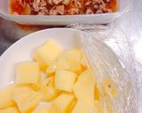 残っ牛丼にレンチンじゃがいも！肉じゃが作り方5写真