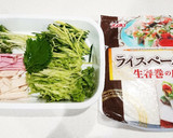 レタスとハムの生春巻！梅ドレでさっぱりと作り方1写真