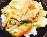 豚こま白菜のふわとろ卵とじ丼♡♡♡作り方13写真