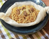 レンジで簡単★ネギそぼろ焼きそば作り方4写真