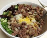レンジで簡単コンビーフハッシュおくら丼作り方6写真