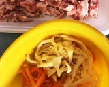 面取りしたじゃが芋と人参・豚肉の金平作り方1写真