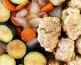 枝豆豚こま豆腐団子夏野菜おかか風味炒め煮作り方18写真