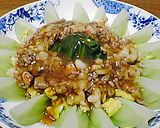 青梗菜のひき肉と海老のオイスターソース作り方6写真