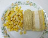 トウモロコシの実の取り方・沢庵を添えて作り方4写真