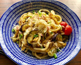 なす・薄揚げの和風焼きうどん♧茗荷入り作り方3写真