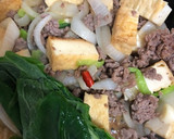 ご飯がすすむ！ひき肉と小松菜と厚揚げ炒め作り方4写真