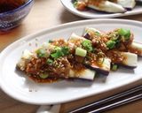 レンジで簡単！蒸し茄子の韓国風豚味噌のせ作り方4写真