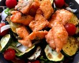 揚げた鮭と夏野菜のさっぱりサラダ作り方7写真